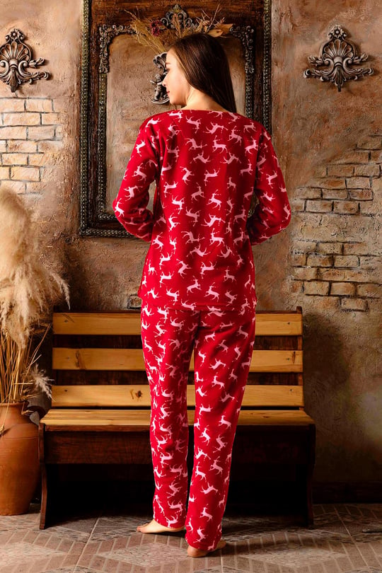 Nisanca Kışlık Kadın Polar Pijama Takımı - Yılbaşı Pijaması - FKL75143