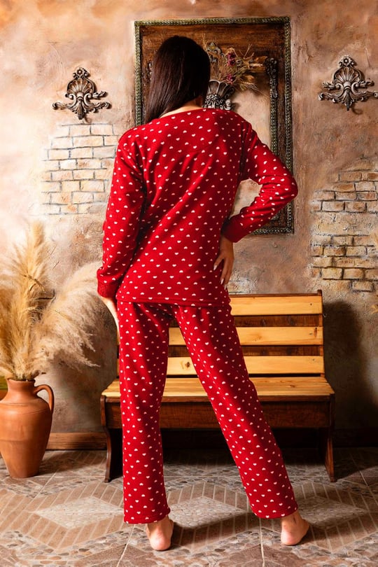 Nisanca Kışlık Kadın Welsoft Polar Pijama Takımı - Yeni Yıl Pijaması -  K-200-313