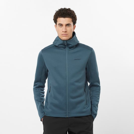 Salomon Outline Warm Erkek Kapüşonlu Polar - Mavi