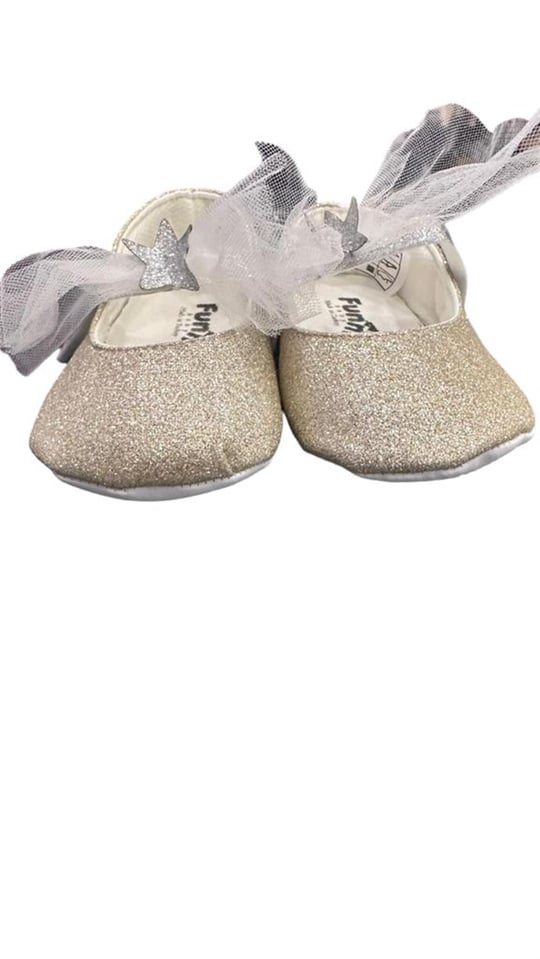 Kız Bebek Simli Yıldızlı Patik Babet Ayakkabı