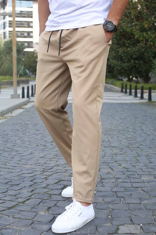 Beige Basic Jogger Trousers -- Madmext