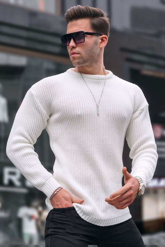 White Basic Knitwear Sweater Madmext