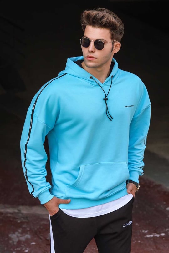 Turquoise Basic Men's Hoodie -- Madmext