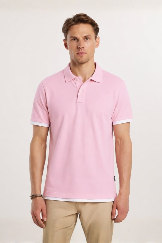 Men Basic Pink Polo T-Shirt -- Madmext
