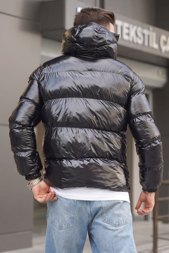 black shiny jacket
