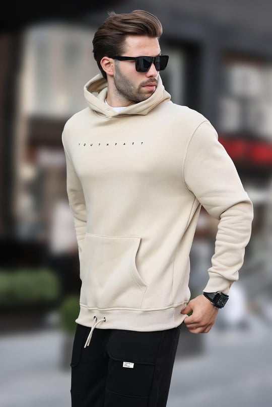 Camel Zip Neck Sweatshirt -- Madmext