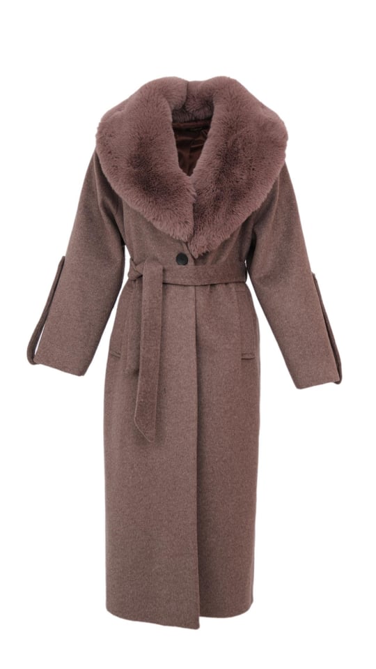 ★Bronze Fur クリーム色ミンクコート 収納ケース付き★おまけ付き NANDO Yakası Kürklü Oversize Kaban - Bej - Jammy Fur