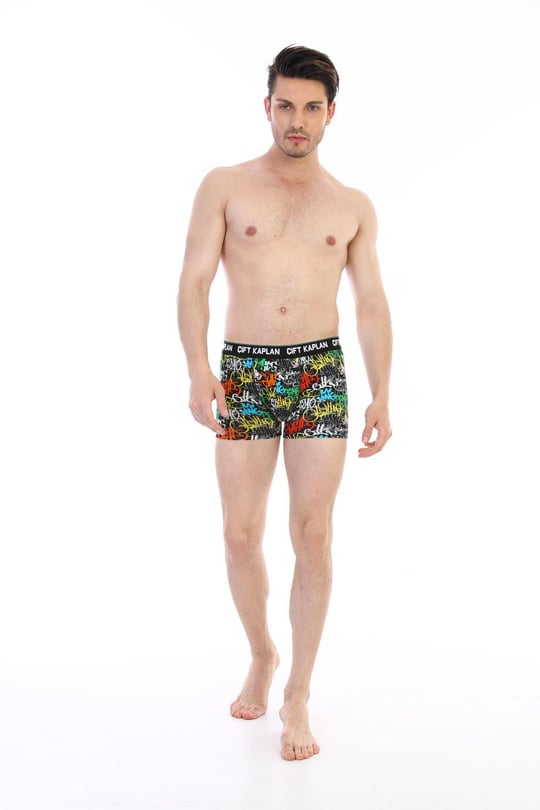 Erkek Renkli Öpücük Desenli Dijital Boxer 796