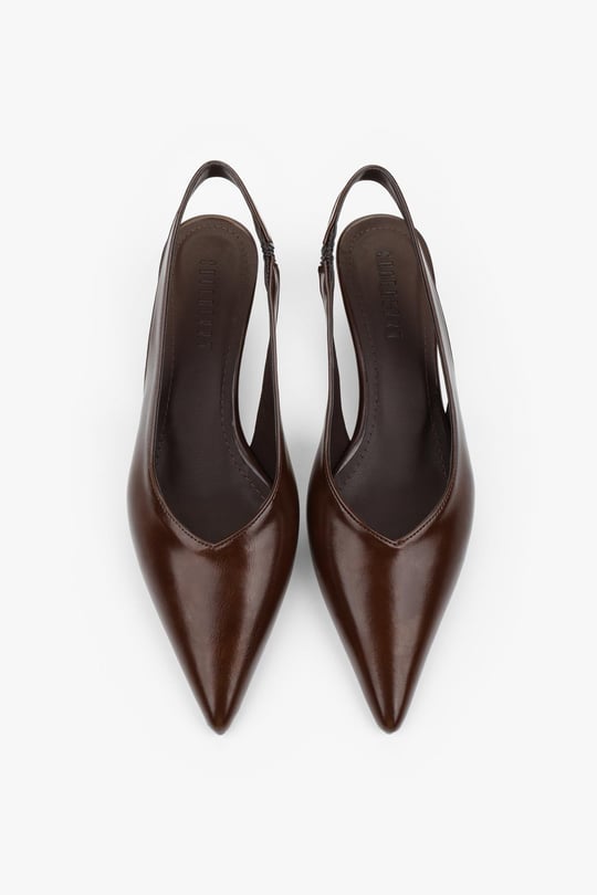 Kadın Etra Kahve Cilt Dolgu Topuklu Stiletto