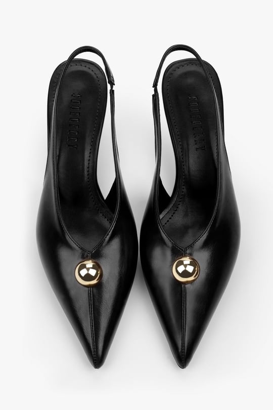 Kadın Kaelis Siyah Cilt Gold Toka Detaylı Mini Topuklu Stiletto