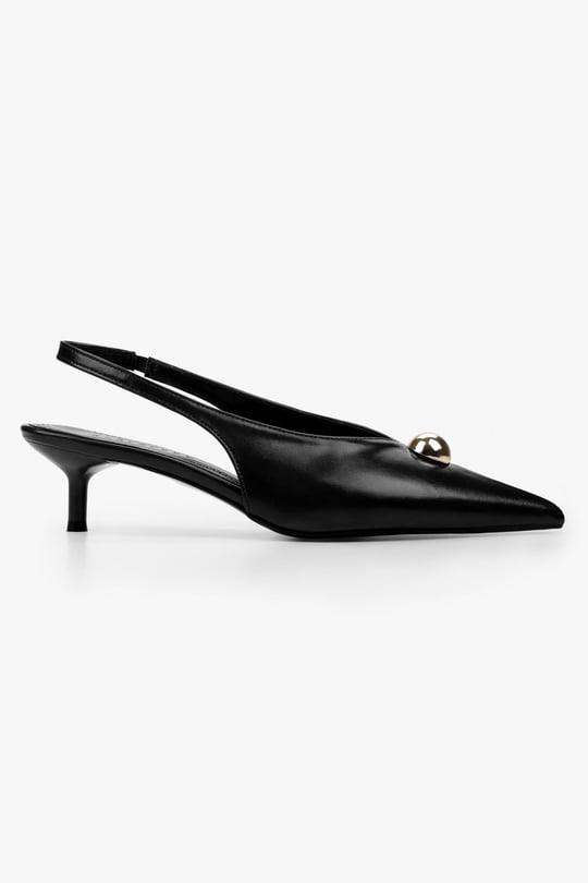 Kadın Kaelis Siyah Cilt Gold Toka Detaylı Mini Topuklu Stiletto