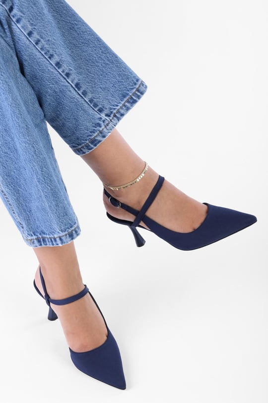Kadın Nella Lacivert Saten Stiletto