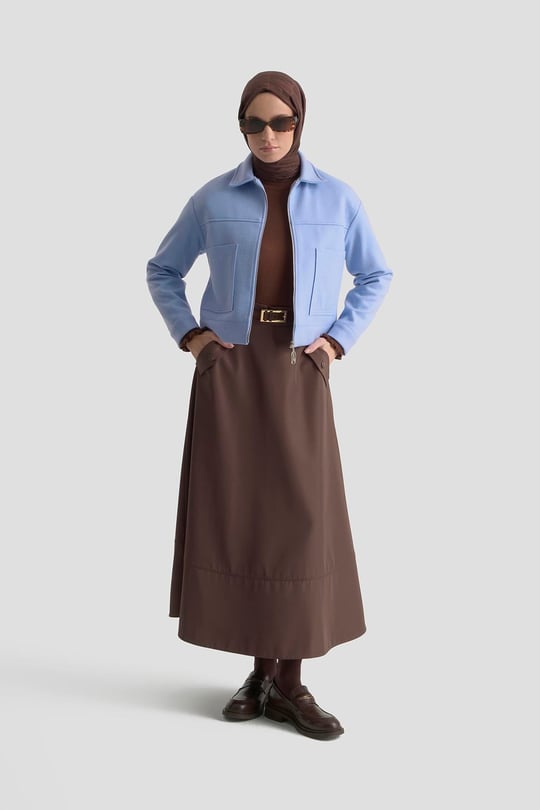 Armin専用 ARMİNE TREND Boydan Fermuarlı Cep Detaylı Kısa Ceket Oranj 25KT517