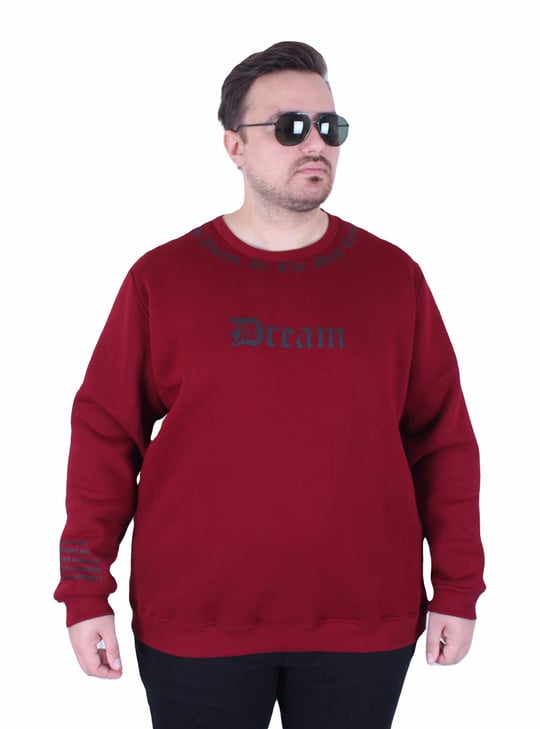 Mocgrande Büyük Beden Bisiklet Yaka 3ip Sweat Dream 25715