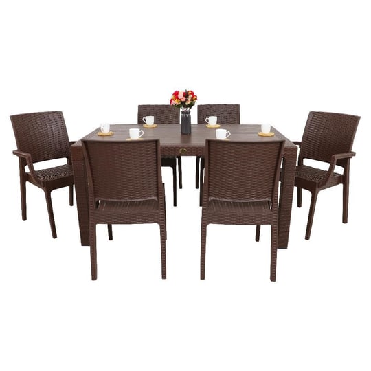 Mandella Elit 90x150 Rattan 2 Elit Koltuk 4 Elit Sandalye Masa Takımı Kahverengi