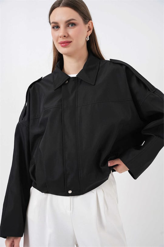 Bigdart 0732 Siyah Kadın Bomber Trenc 36-42