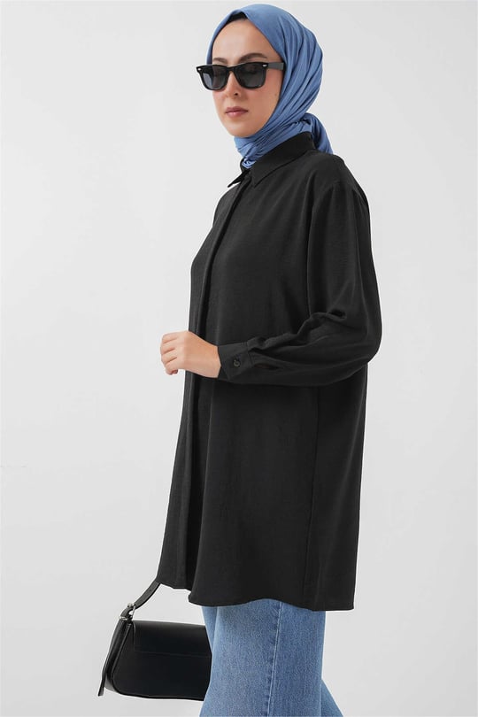 Bıgdart Y25 5945 Siyah Uzun Gömlek Tunik