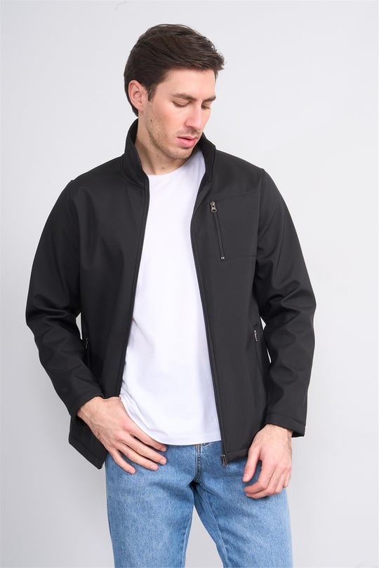Chester Polo 7500 Erkek Dik Yaka Softshell Mont Siyah