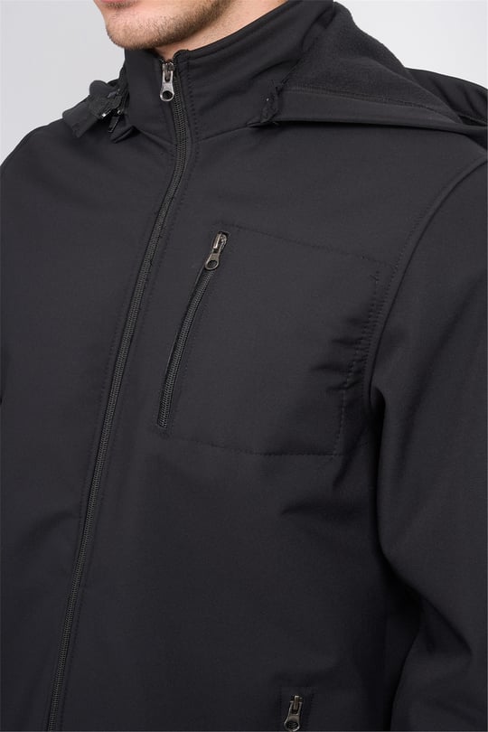 Chester Polo 7511 Erkek Kapüşonlu Softshell Mont Siyah