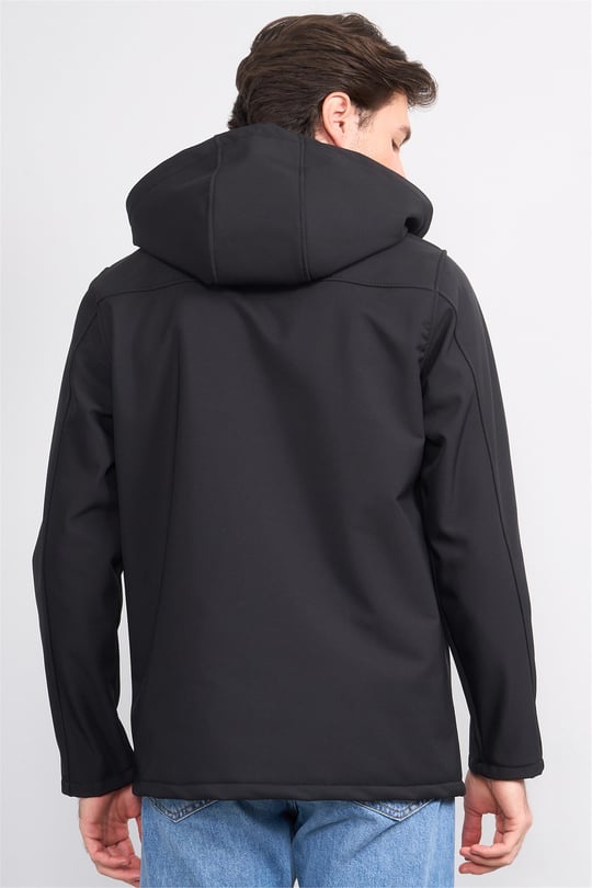 Chester Polo 7511 Erkek Kapüşonlu Softshell Mont Siyah