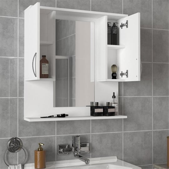 Dekorister Tiger Aynalı Banyo Dolabı Etajer Beyaz