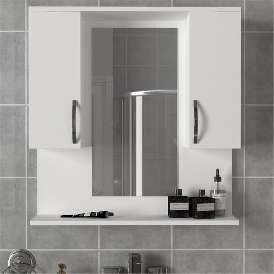 Dekorister Tiger Aynalı Banyo Dolabı Etajer Beyaz