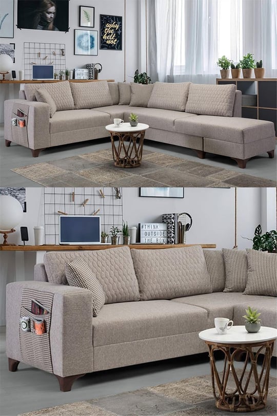 Eymense Krem Loft Köşe Koltuk Takımı Krem