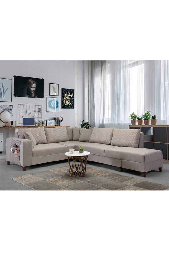 Eymense Krem Loft Köşe Koltuk Takımı Krem