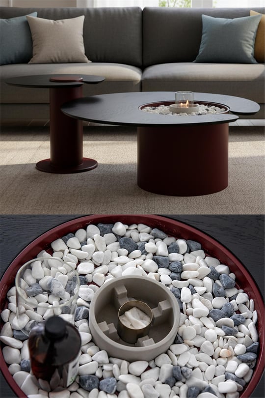 Eymense Monza Şömineli İkili Orta Sehpa Seti