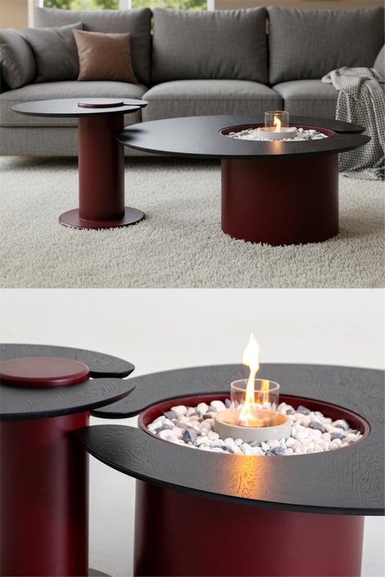 Eymense Monza Şömineli İkili Orta Sehpa Seti