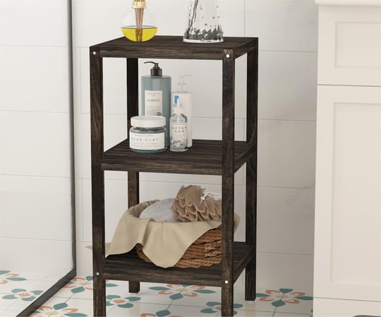İnterbuild Masif Akasya Ahşap 3 Katlı Raf Çok Amaçlı Masif Raf (Espresso) - 672735