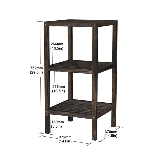 İnterbuild Masif Akasya Ahşap 3 Katlı Raf Çok Amaçlı Masif Raf (Espresso) - 672735