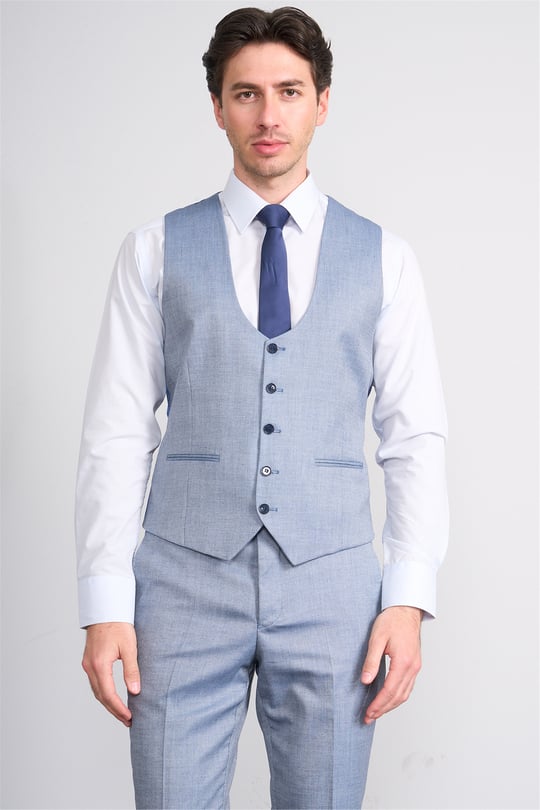Kagi Y26 Monza Slim Fit Yelekli Takım Elbise Mavi