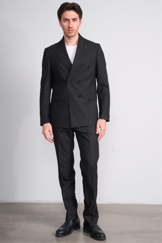 Kagi Y26 Parıs Kruvaze Slim Fit Takım Elbise Siyah