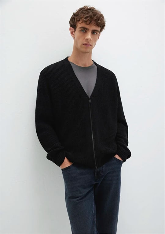 Mavı M0710262-900 Sıyah Erkek Regular Fermuarlı Sweatshırt