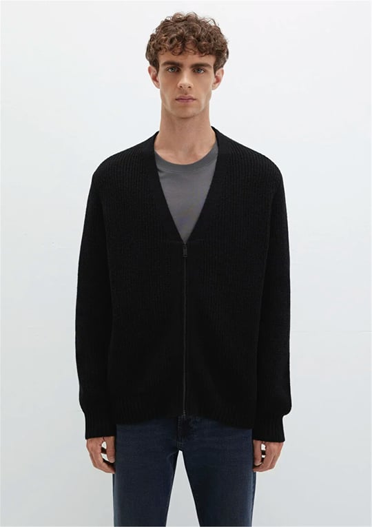 Mavı M0710262-900 Sıyah Erkek Regular Fermuarlı Sweatshırt