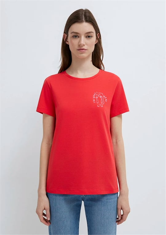 Mavi Y26 M1613873-71083 Nar Cıcegı Kadın Slim Kedi Baskılı T-shirt