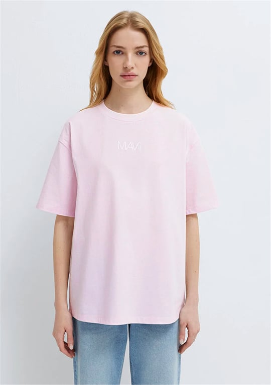 Mavi Y26 M1613884-70513 Lavender Fog Kadın Oversıze Mavi Baskılı T-shirt