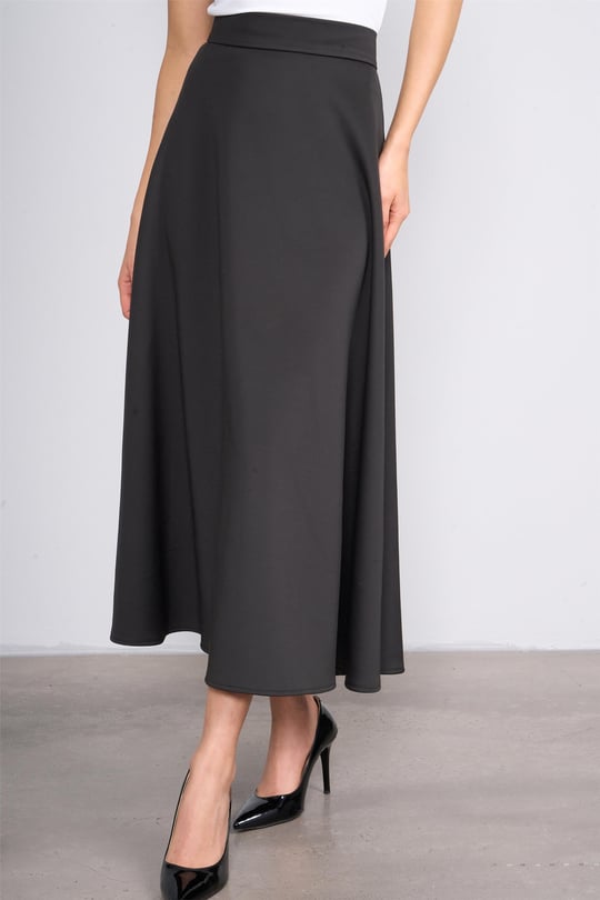 Miss Nisa 261 Siyah Kadın Midi Saten Klos Etek