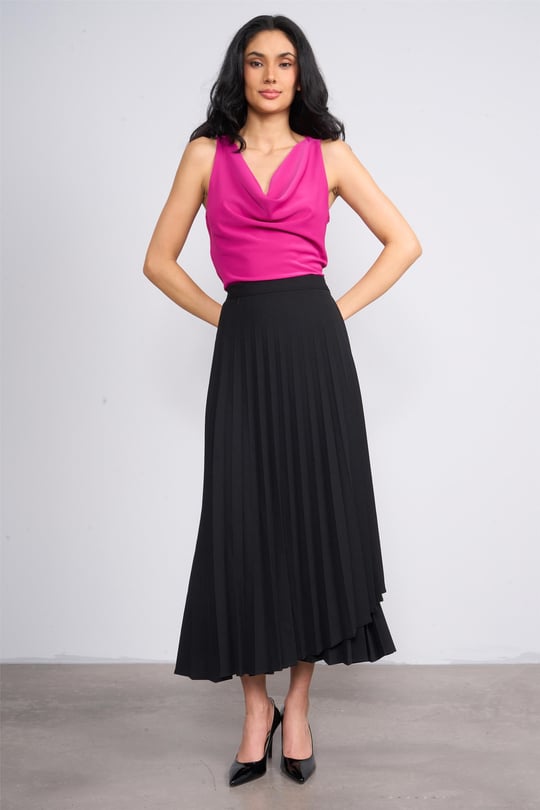 Miss Nisa 403-1 Siyah Kadın Piliseli Etek