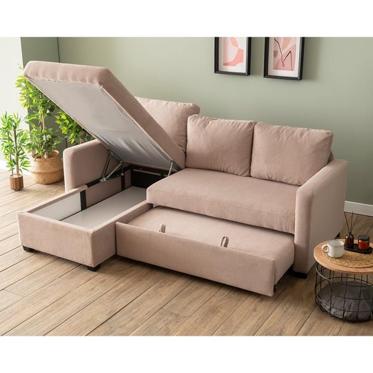 Pafu Kado Yataklı Köşe Koltuk Takımı Bohem Vizon