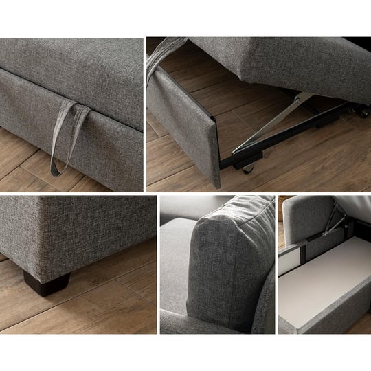 Pafu Kado Yataklı Köşe Koltuk Takımı Keten Açık Gri