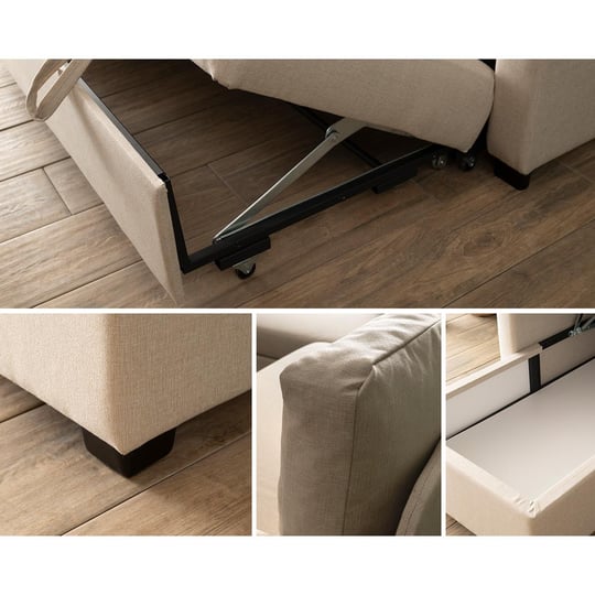 Pafu Kado Yataklı Köşe Koltuk Takımı Keten Krem