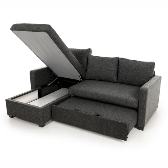 Pafu Kado Yataklı Köşe Koltuk Takımı Keten Koyu Gri