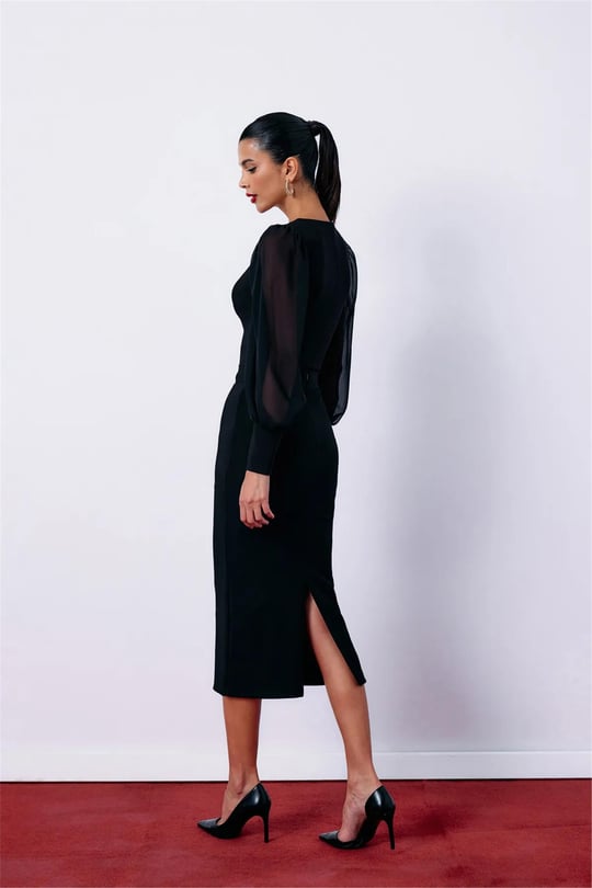 Sateen 1037-4019 Siyah Kadın Kalem Etek