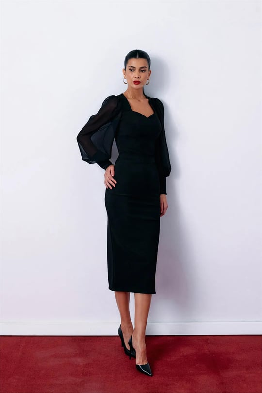 Sateen 1037-4019 Siyah Kadın Kalem Etek
