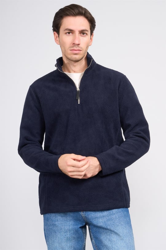 Lumberjack M-Sn72 Basıc Fz Hod 3Fx Lacivert Erkek Fermuarlı Sweatshirt