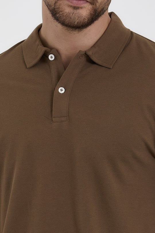 Erkek Basic Polo Yaka Tişört (Regular Fit) Kahverengi