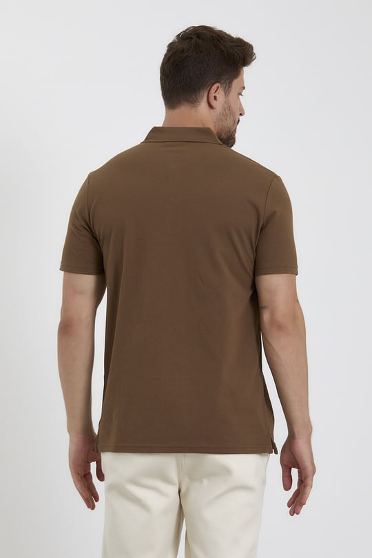 Erkek Basic Polo Yaka Tişört (Regular Fit) Kahverengi