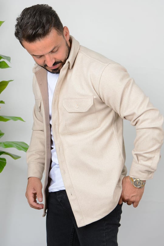 Erkek Kalın Slim Fit Kaşe Gömlek Edw007